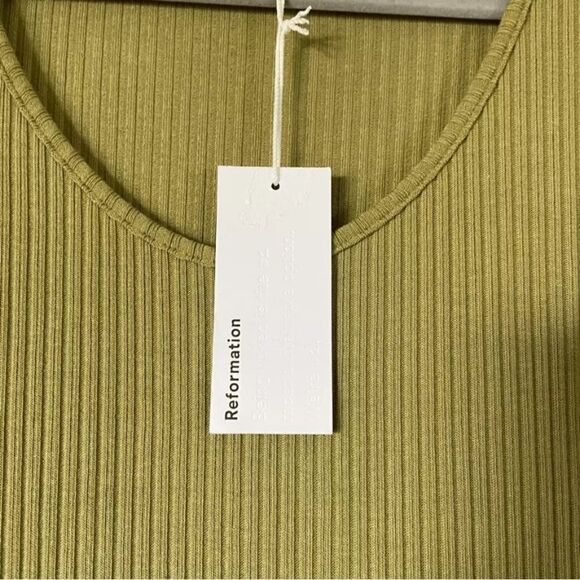 NWT Reformation Wrenley Knit Midi Green Sweater Dress Bodycon Size S - Picture 5 of 8